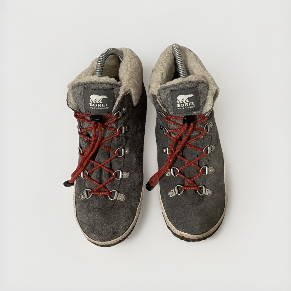 Sorel Out N About Plus Conquest Womens 6 Quarry Grey Waterproof Suede Boots Cozy